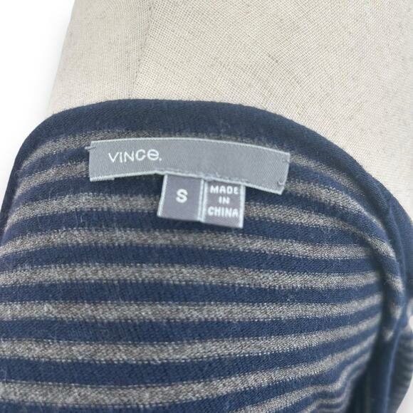 Vince Black and Gray Striped Crew Neck Sweater - Picture 9 of 9